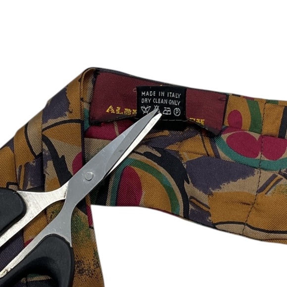 ALBERT FINCH Gray/Brown Art Silk LUXURY Ascot Cravat ITALY - Picture 4 of 4